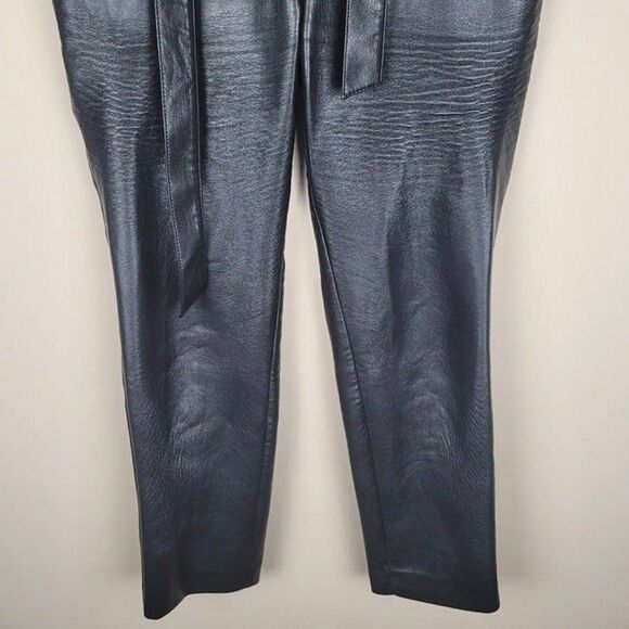 Babaton x Aritzia Vegan Leather Belted Pants Tie Front Cropped High Rise Black 6 - Picture 5 of 12